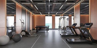 现代健身房健身区3D模型下载